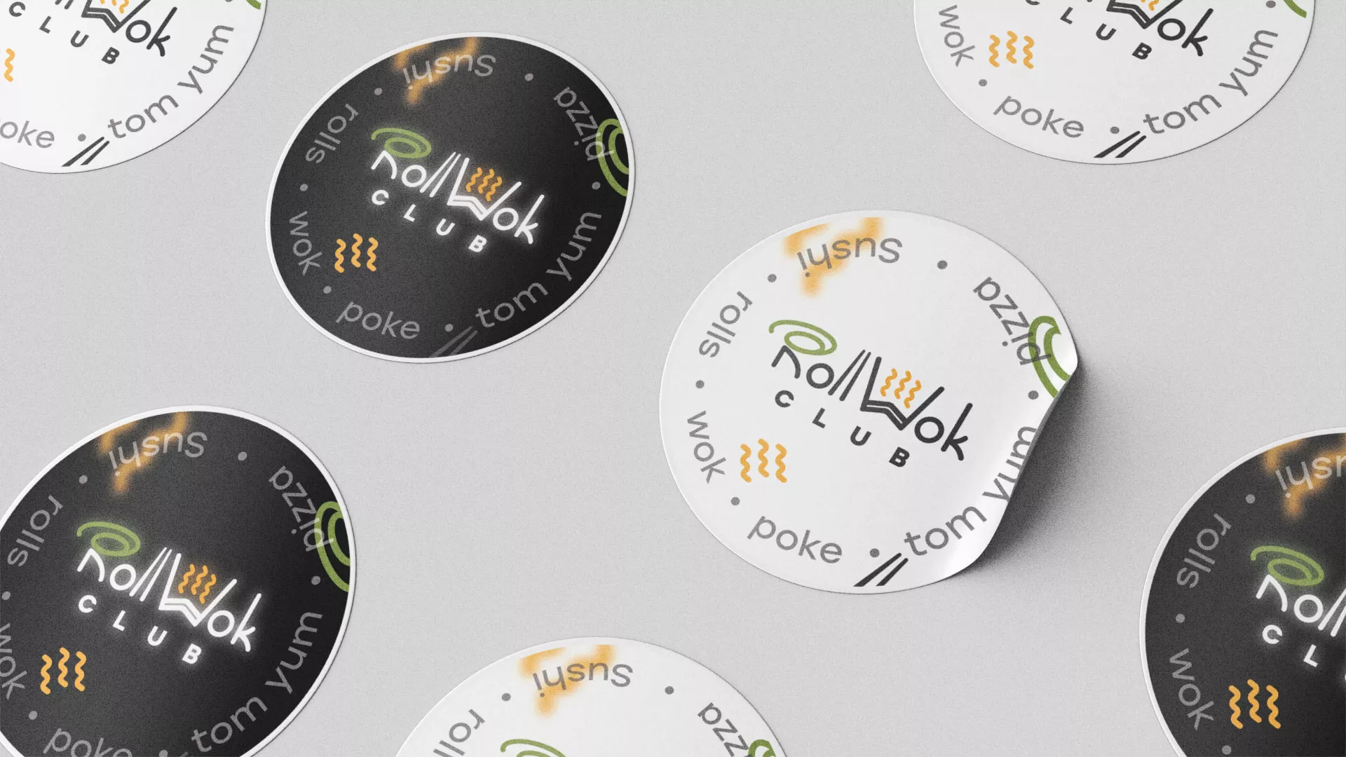 Разработка наклеек для суши-бара «Roll Wok Club» в Малмыже